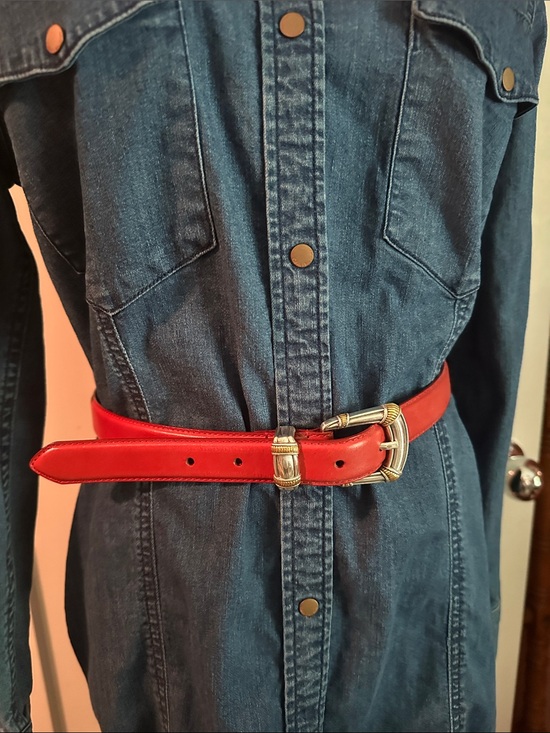 Fossil Accessories - Fossil red Leather gold silver Buckle Women’s M belt